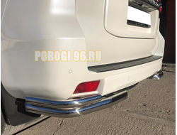 Защита заднего бампера угловая двойная d60/42 для Toyota Land Cruiser Prado 150 (2017-...)