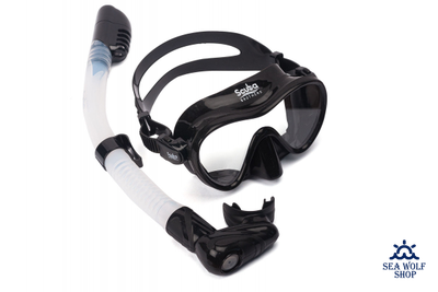 Маска для дайвинга с трубкой Scuba Brothers Flipper Black, комплект