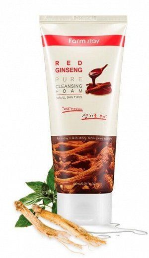 Пенка для умывания Farmstay Red Ginseng Pure Cleansing Foam с экстрактом красного женьшеня,180мл Корея