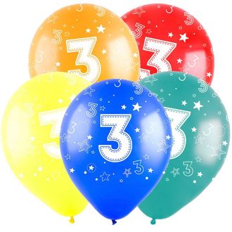 Воздушные шары с гелием "С днем рождения! цифра 3" 30см