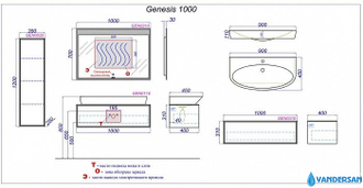 Зеркало с подсветкой Aqwella Genesis-100