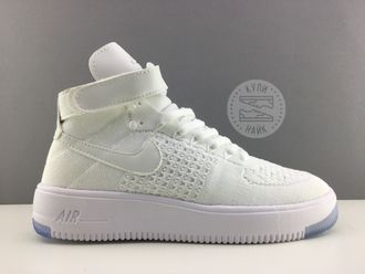 Nike Air Force Ultra Flyknit ВЫСОКИЕ БЕЛЫЕ (41-45) Арт. 333F-A