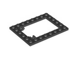 Plate, Modified 6 x 8 Trap Door Frame Horizontal (Long Pin Holders), Black (92107 / 4595707 / 6057902)
