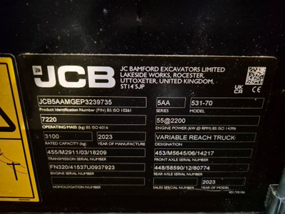 Телескопический погрузчик JCB 531-70, 2023