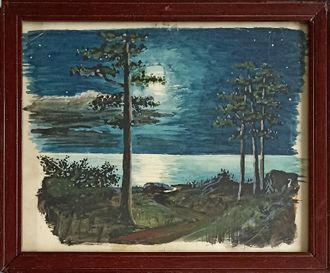 "Ночной пейзаж" бумага акварель, гуашь 1930-е годы