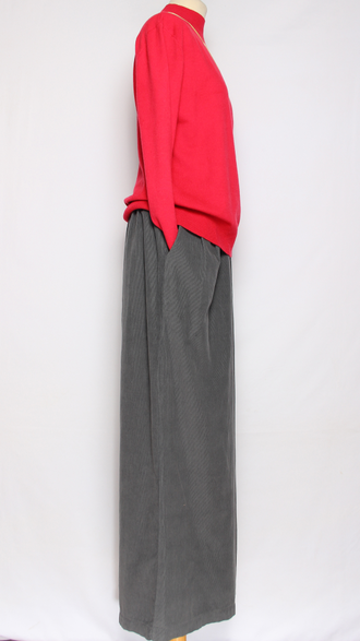 Брюки вельветовые"Палаццо защипы пояс" хаки, бежевый, графит, чёрный до 54