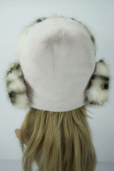 Ушанка "НОН-СТОП" пудра + рысь (со всех сторон)