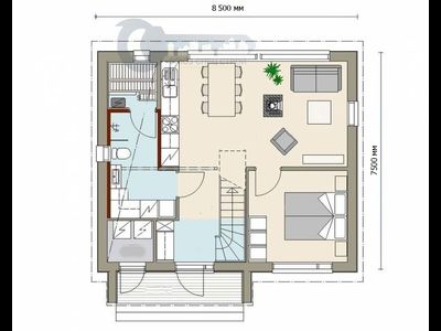 ДЖ-17 ЖИЛОЙ ДОМ: ГАБАРИТНЫЕ РАЗМЕРЫ: (8.5Х7.5М) 1,5 ЭТАЖА, ОБЩАЯ ПЛОЩАДЬ: 127.5М²