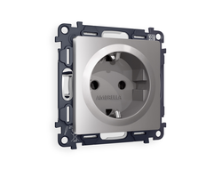 Розетка 2P+E Сталь матовый - Ambrella Volt - ALFA
