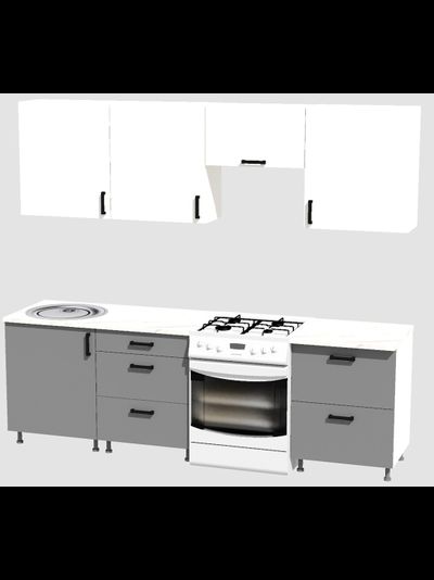 Кухня Эконом 1,8 метра (600х600х600) Цвет: Белый/Базальт