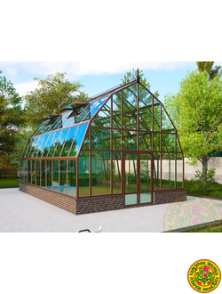 Базовая комплектация теплицы из стекла и алюминия “Леонардо” размером 5000 х 8000 мм