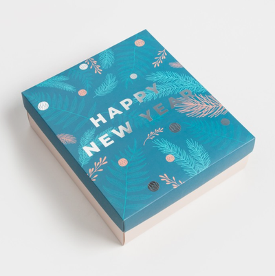 Набор подарочный  "Happy new year" с банными аксессуарами, Бирюзовый  (5 предметов)