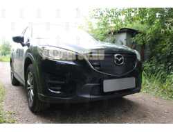 Защита радиатора Mazda CX-5 2015-2017 black с парктроником верх