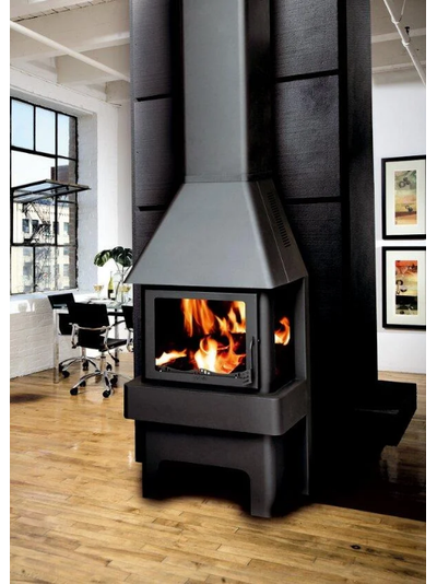 Экокамин Бавария три стекла черный