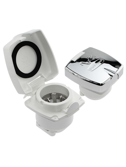 Розетка влагозащищенная, 30 А, белый пластик, IP56