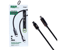 Кабель USB MRM PD86T Type-C-C 6A 60W+Display 1000mm (Black)  10pcs