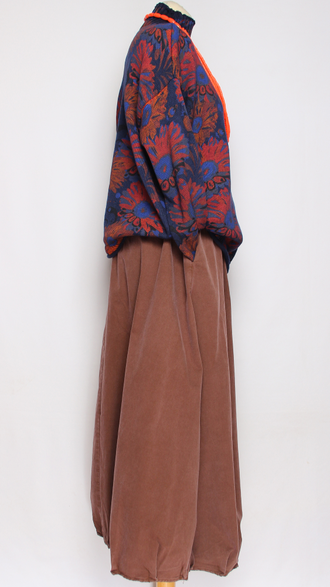 ЮБКА Бохо "Вареный хлопок тюльпан" коричневая до р.52