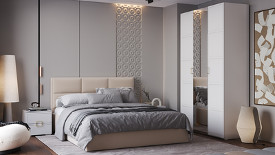 Композиция Спальни СТЕЛЛА Белый холст/Белый Жемчуг