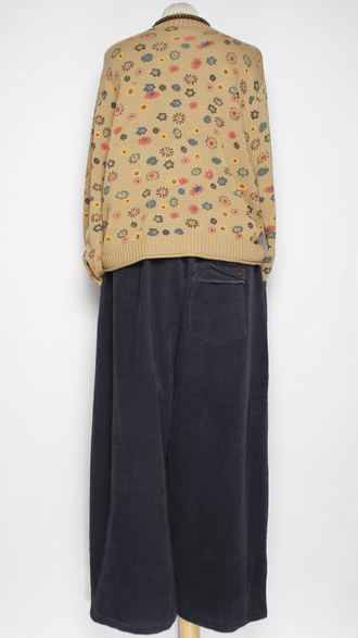 Брюки Бохо "Бананы вельвет строчки винтажный карман" синие р.48-56