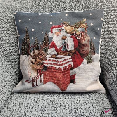 Наволочка Гобелен декоративная, 45х45 см. Ночь подарков Снег