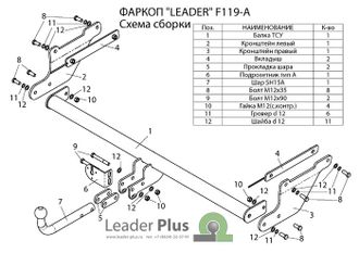 ТСУ Leader-Plus для Ford Focus универсал (2010-2019), F119-A