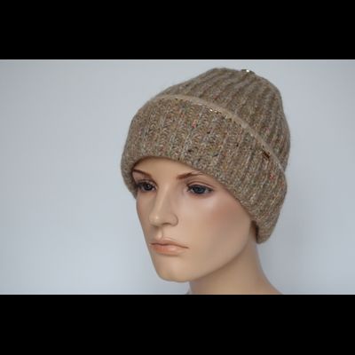Шапка вязаная с отворотом Vizio Италия 6987 CRYО бежевая