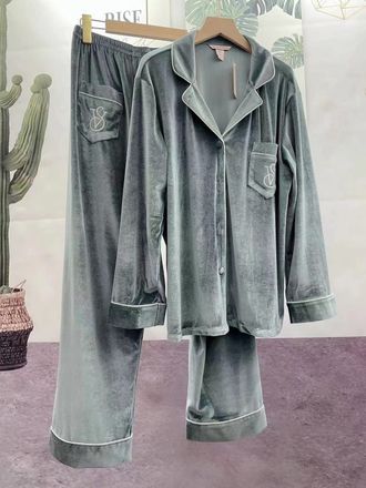 Пижама Виктория Сикрет бархат цвет серый 46-48