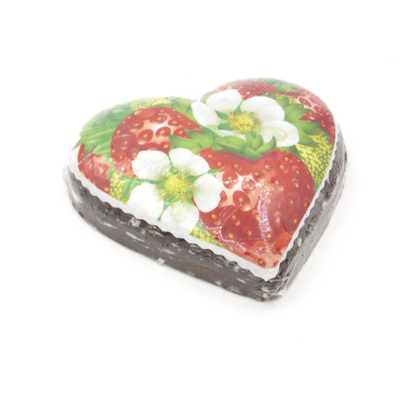 Пряник заварной  с декором "Сердце" с клубничной начинкой 500 гр.