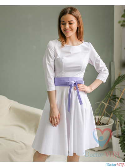ПЛАТЬЕ DOCLIKE DL315 белое с поясом