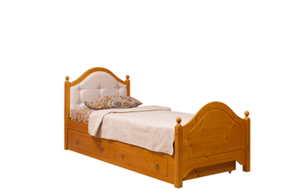 Кровать с мягким изголовьем с ящиками КАЯ 2 из массива сосны 80/90 х 190/200 см