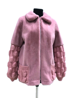Меховая куртка цвет розовый модель 120