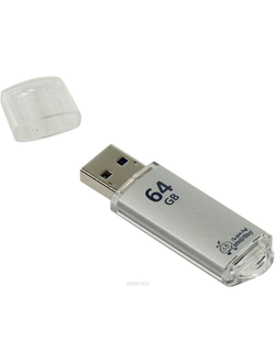 Флеш-память Smartbuy V-Cut, 64Gb, USB 2.0, серебряный, SB64GBVC-S