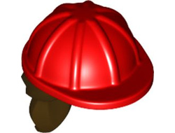 Minifigure, Headgear Helmet Construction with Molded Dark Brown Ponytail Hair Pattern, Red (16178pb01 / 6057738 / 6173572 / 6403253)
