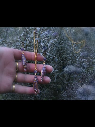 Фарфоровый комплект украшений "Тайна Восточной Колдуньи" с натуральными аметистами