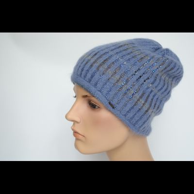 Фиолетовая вязаная женская шапка со стразами Vizio Италия 8007 CY