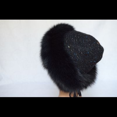 Женская шапка с мехом Vizio Италия 6136 CCP темносиняя