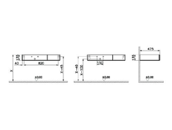 Модуль под раковину с выдвижным ящиком, Vitra Origin, 90 см, левосторонний, черный дуб, 65673