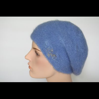 Вязаный мохеровый голубой берет для женщин Vizio Италия 6945 фото
