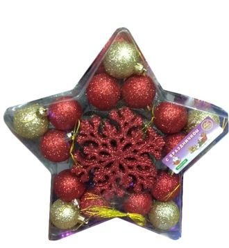Подарочный набор Елочных украшений коробка в форме звезды