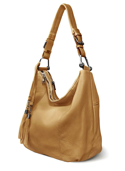 (АРТИКУЛ: 10041) СУМКА МЕШОК ЖЕНСКАЯ, НЕБОЛЬШАЯ, НАТУРАЛЬНАЯ КОЖА, ЦВЕТ "КЭМЕЛ", РУЧКА И РЕМЕНЬ ЧЕРЕЗ ПЛЕЧО