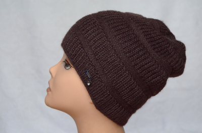 Вязаная шапка из альпака и шелка Vizio Италия 6250 коричневая