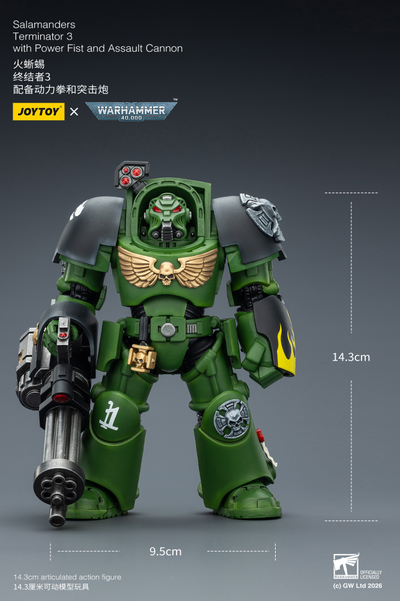 Терминатор Саламандр (Warhammer 40K) - КОЛЛЕКЦИОННАЯ ФИГУРКА 1/18 Salamanders Terminator with with Power Fist and Assault Cannon (JT03233) - JOYTOY