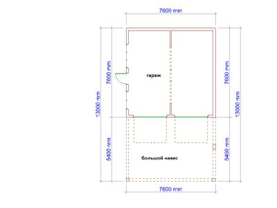 004 ГАРАЖ с навесом на два автомобиля ГАБАРИТНЫЕ РАЗМЕРЫ: (7.6Х13М), ОБЩАЯ ПЛОЩАДЬ: 98.8М²