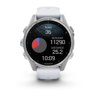 Умные часы Garmin Fenix 8 - 43 мм, AMOLED серебристый корпус, белый ремешок (010-02903-00)