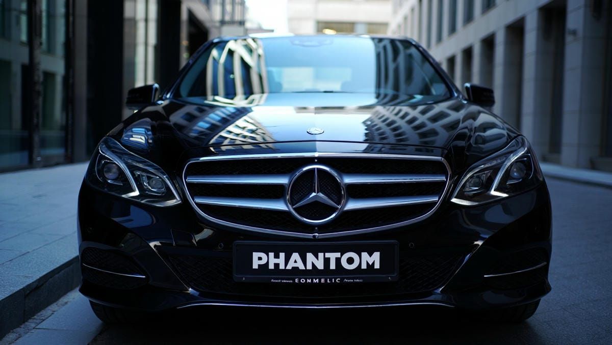 Мощный черный мерседес е350 4 матик в Екатеринбурге с номерами PHANTOM.