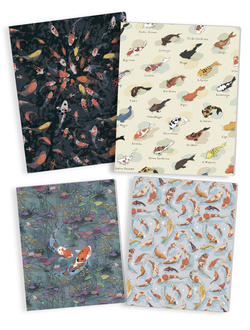 Тетрадь с японскими рыбами 48 листов в клетку для школьников и студентов