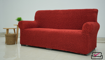 Чехол на 4хм диван Микрофибра Терракот. Защита мягкой мебели от животных.