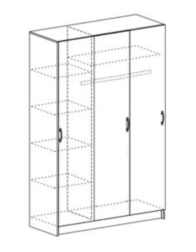 Бася (Басса) ШК 553 шкаф 3 ств Ясень шимо темный/Ясень шимо светлый