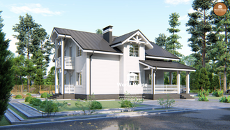 Красивый каркасный дом с мансардой и балконом. Проект №120.