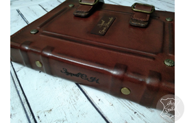 именной кожаный ежедневник в винтажном стиле, ежедневник - органайзер с кольцевым механизмом